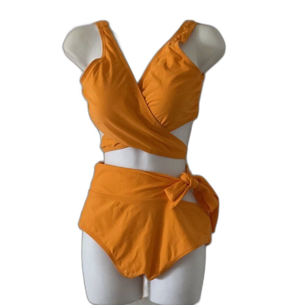 New Orange Sexy Criss Cross Two-Piece Bikini Swimsuit XL